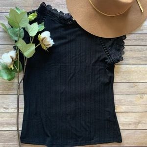Black Lace Sleeve Blouse